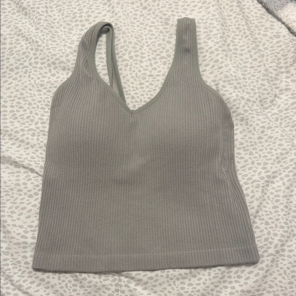 Altar'd State Gray Ribbed Crop Tank Top